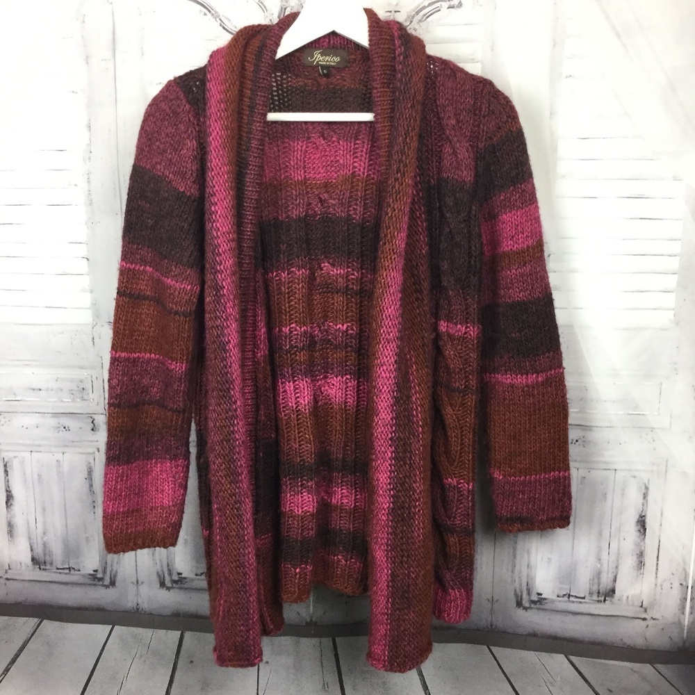 Iperico Cardigan Sweater Open Front Italy Chunky S